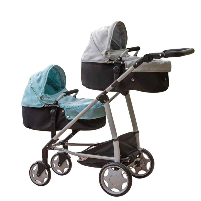 Deluxe Twin Baby Doll Stroller – 2-in-1 Pushchair with 9 Play Modes for Kids