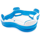 Square Family Inflatable Lounge Pool – 4 Seats, Backrests & Drink Holders