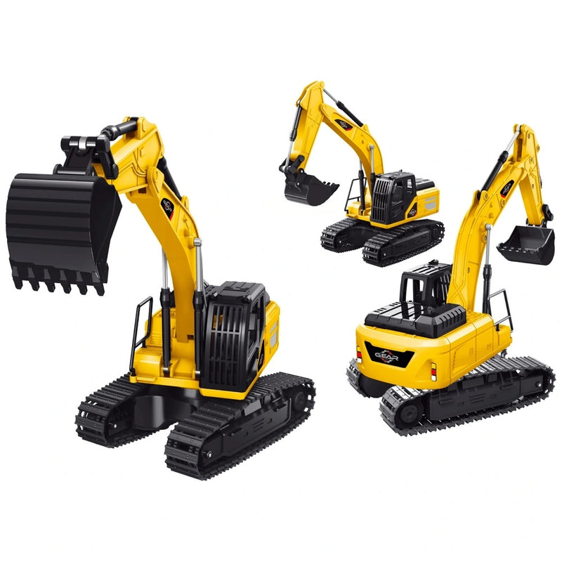 Remote Control Construction Excavator Toy 1:24 Scale with Lights, Sounds and Scoop Arm