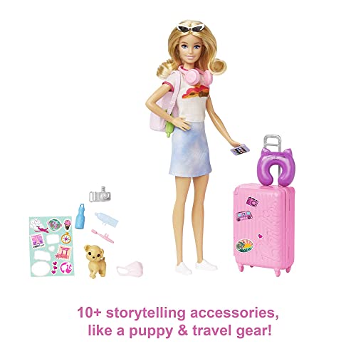 Barbie Travel Doll with Dog and Holiday Accessories Set