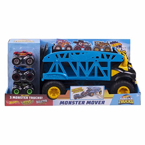 Hot Wheels Monster Mover and 3 Monster Trucks