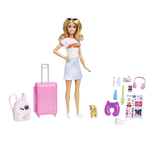 Barbie Travel Doll with Dog and Holiday Accessories Set