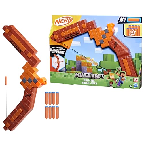NERF Minecraft Bow with 8 Official N1 Darts for Extreme Accuracy and Distance