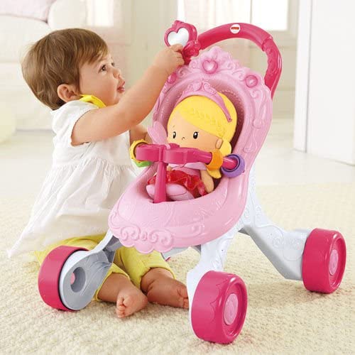 Fisher-Price Princess Stroll-Along Baby Walker and Doll Gift Set