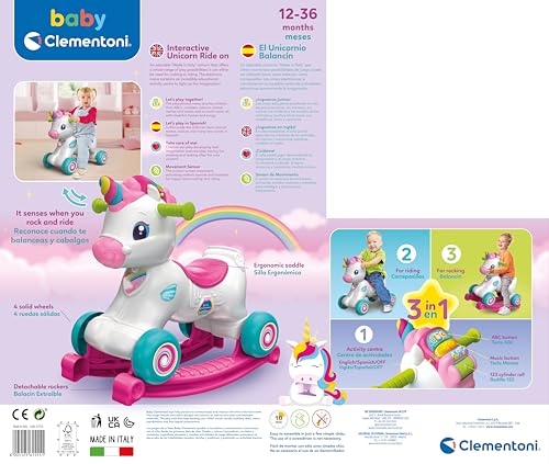 Baby Clementoni 3-in-1 Interactive Unicorn Ride On