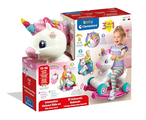 Baby Clementoni 3-in-1 Interactive Unicorn Ride On