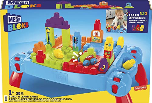 Mega Bloks Build 'N Learn Table Blue & Red Building Toy