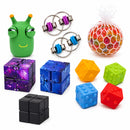 Sensory Fidget Toy Bundle Pack – Infinity Cube, Pop Cube & Squeeze Ball Set