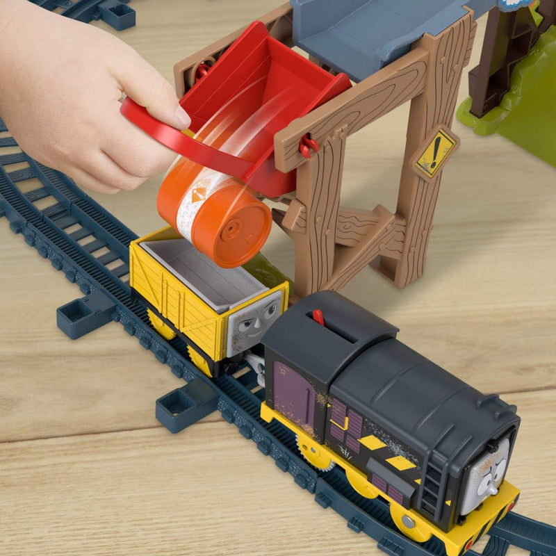 Thomas & Friends Motorized Toy Train Set Diesel’s Lift & Load Construction with Track & Cargo for Preschool Kids Ages 3+ Years, JBW20