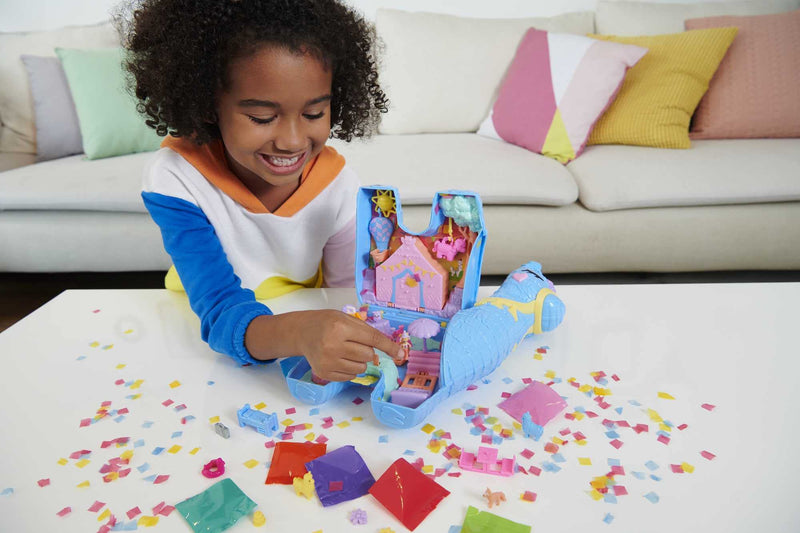 Polly Pocket Pajama Party Playset, 25 Toy Surprises, Pop and Swap Toy Accessories, 2 Polly Pocket Dolls, Toys for Ages 4 and Up, One Polly Pocket Playset, HHX74