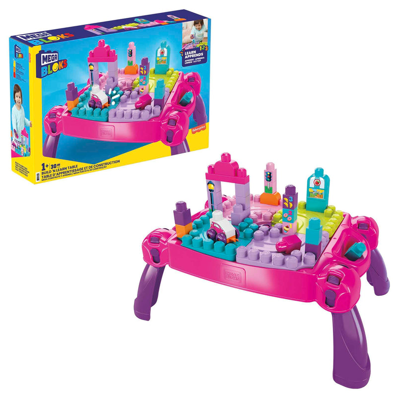 Mega Bloks Build 'N Learn Table Pink & Purple Building Toy