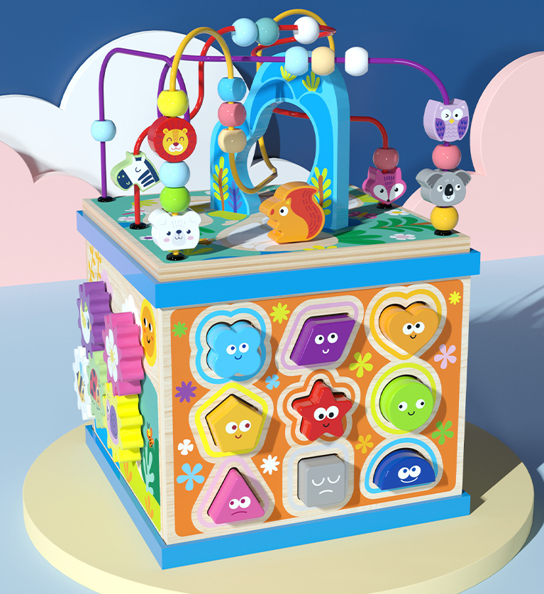 Wooden Activity Cube Educational Play Centre
