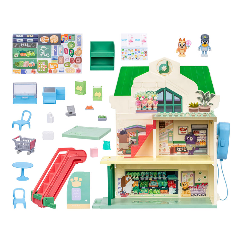 Bluey Supermarket Playset with Figures, Sounds & Working Escalator – 40cm Tall