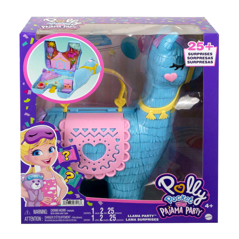 Polly Pocket Pajama Party Playset, 25 Toy Surprises, Pop and Swap Toy Accessories, 2 Polly Pocket Dolls, Toys for Ages 4 and Up, One Polly Pocket Playset, HHX74