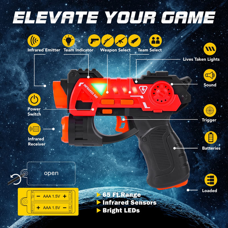 Laser Tag Guns Set - 4 Pack for 4 Players - Outdoor Game - Age 4-7 Boys Girls