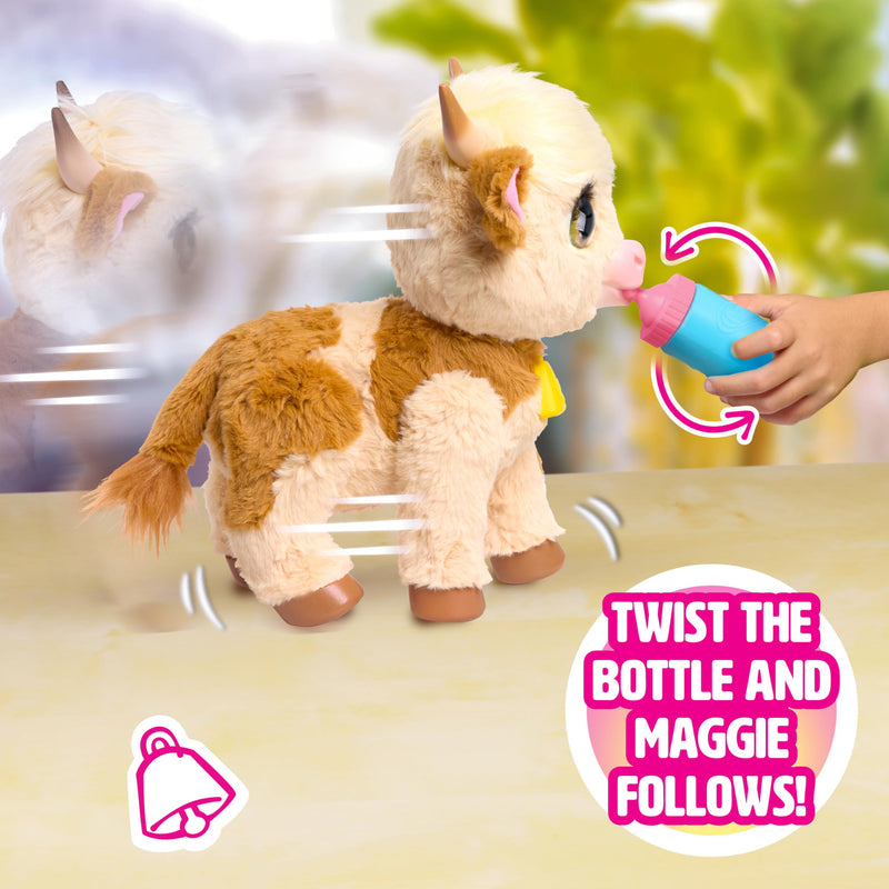 FurReal Plush Toy Interactive Pet Maggie the Feed & Follow Cow