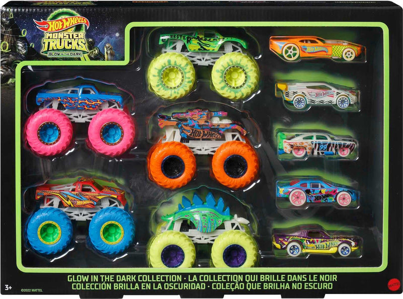 Hot Wheels 1:64 Scale Glow in the Dark Collection 10 Pack Diecast