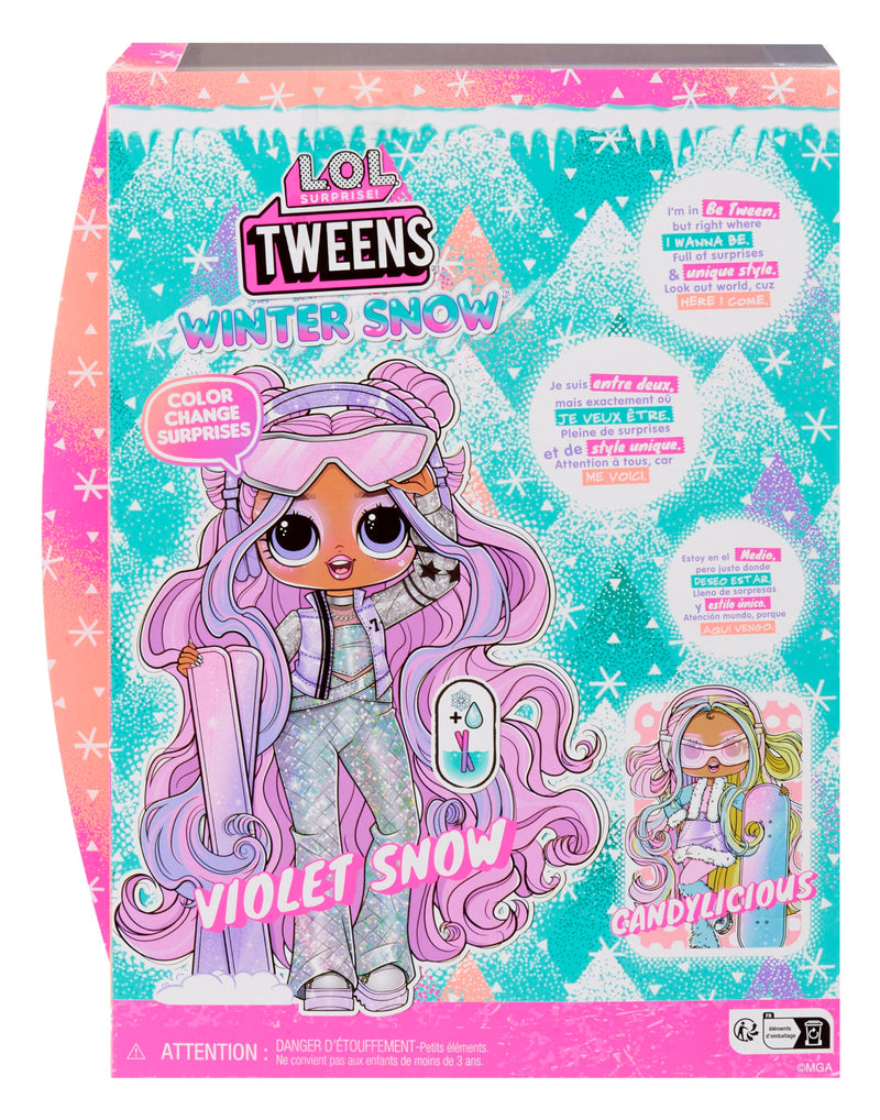 L.O.L. Surprise! Tweens Winter Snow Fashion Doll - Violet Snow with Colour-Changing Skis and 10+ Frosty Parts and Accessories, Gift for Children from 4 Years