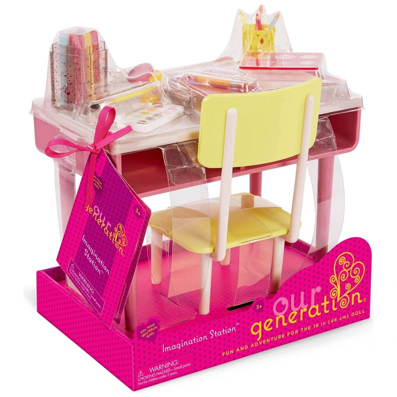 Our Generation School Art Desk and Homework Desk Playset with 30+ Accessories