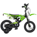 12 Inch Motocross-Style Kids Bike – Green with Race Plate & Stabilisers