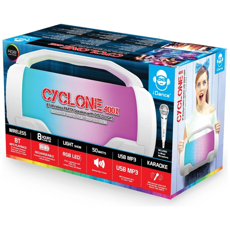 iDance Cyclone 400x Bluetooth Party Speaker with Disco Lights