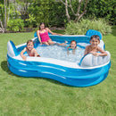 Square Family Inflatable Lounge Pool – 4 Seats, Backrests & Drink Holders
