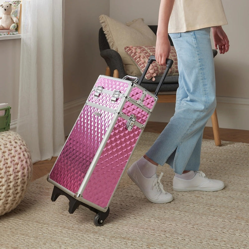 Deluxe Makeup Trolley with 80+ Colours & Accessories – Kids Portable Beauty Case