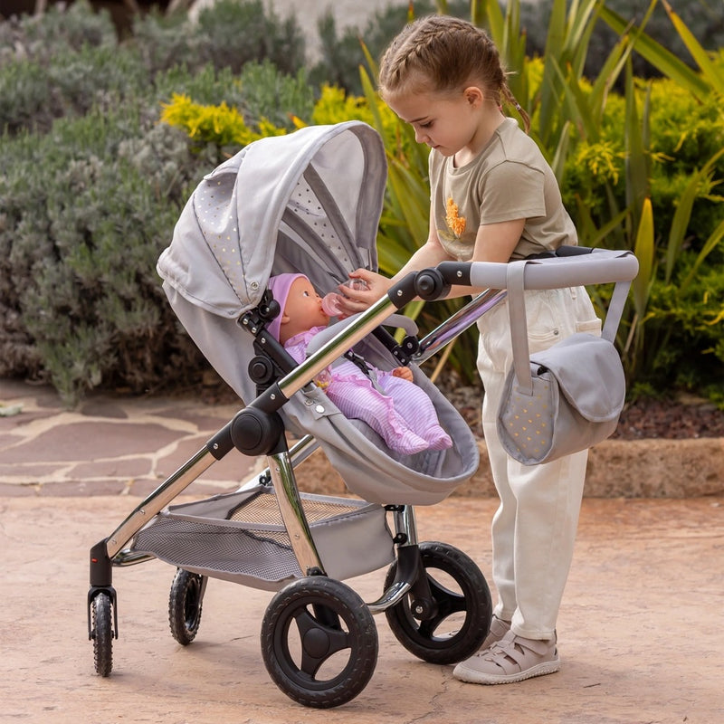 2-in-1 Deluxe Baby Doll Travel System for Kids – Pushchair & Carry Cot