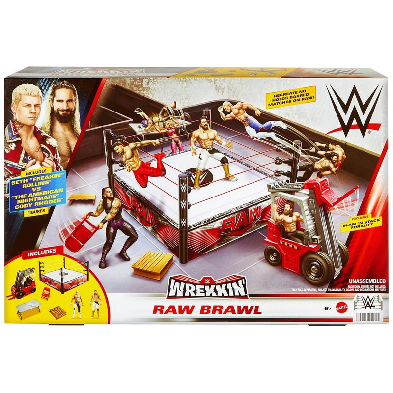WWE Playset Wrekkin' Raw Brawl with Cody Rhodes and Seth Rollins Action Figures