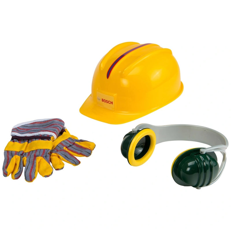 Construction Tool Kit Play Set with Chainsaw, Drill, Helmet and Accessories