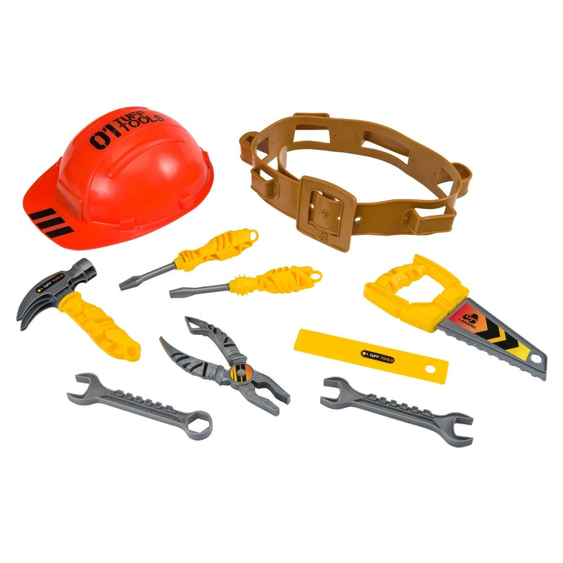 Construction Utility Belt Dress-Up Set with Hard Hat and 8 Toy Tools