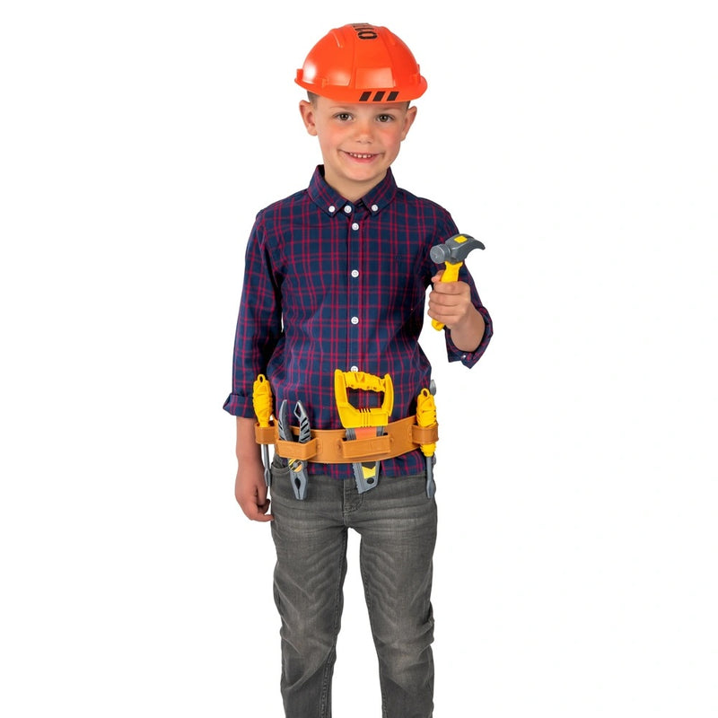 Construction Utility Belt Dress-Up Set with Hard Hat and 8 Toy Tools