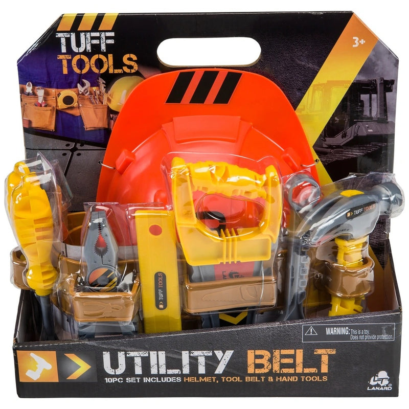 Construction Utility Belt Dress-Up Set with Hard Hat and 8 Toy Tools