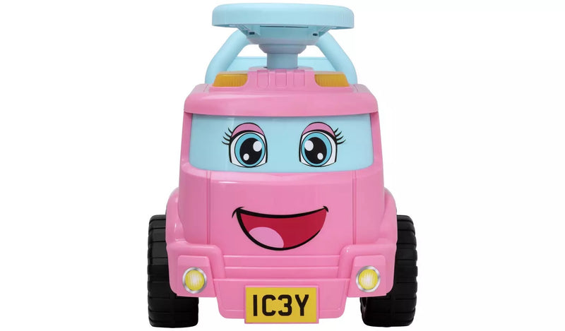 Foot to Floor Ice Cream Van Ride On with Storage, Squeaky Horn and Backrest