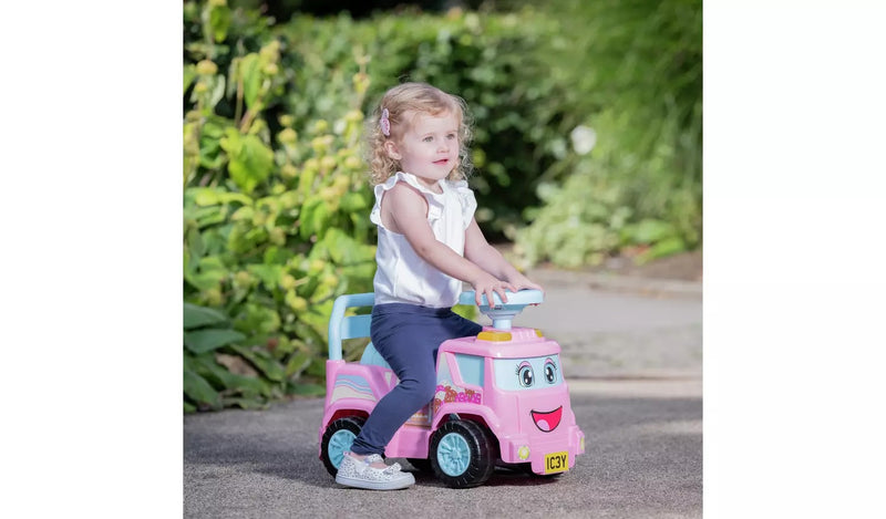 Foot to Floor Ice Cream Van Ride On with Storage, Squeaky Horn and Backrest