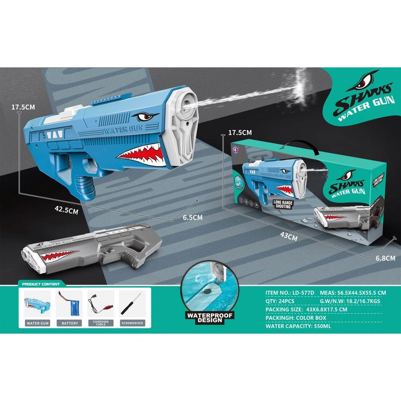 Electric Shark Water Blaster with 550CC Tank & Rechargeable Battery