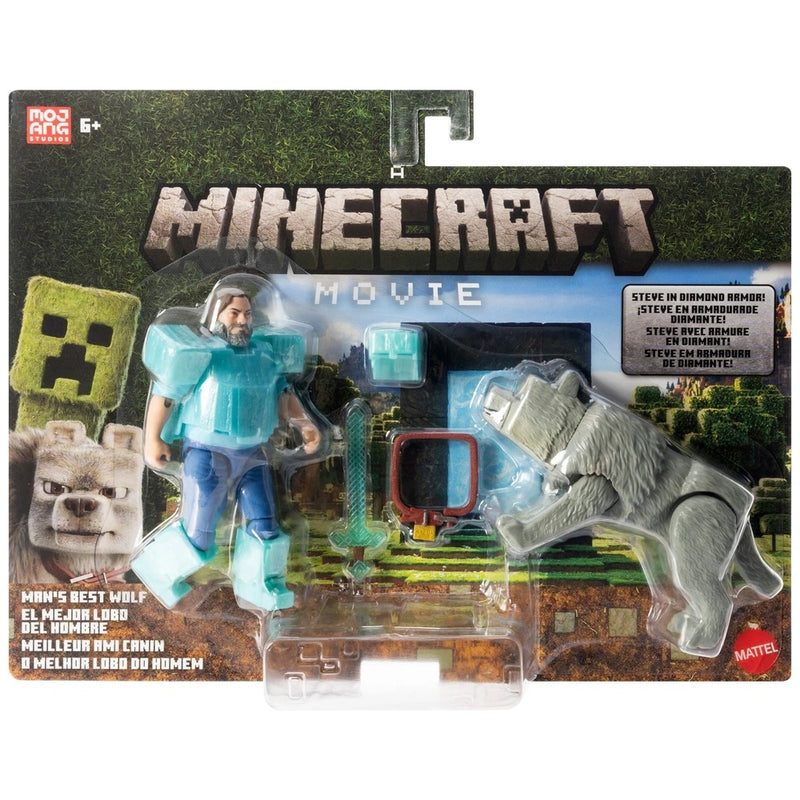 Minecraft Movie Action Figure Man's Best Wolf 2 Pack