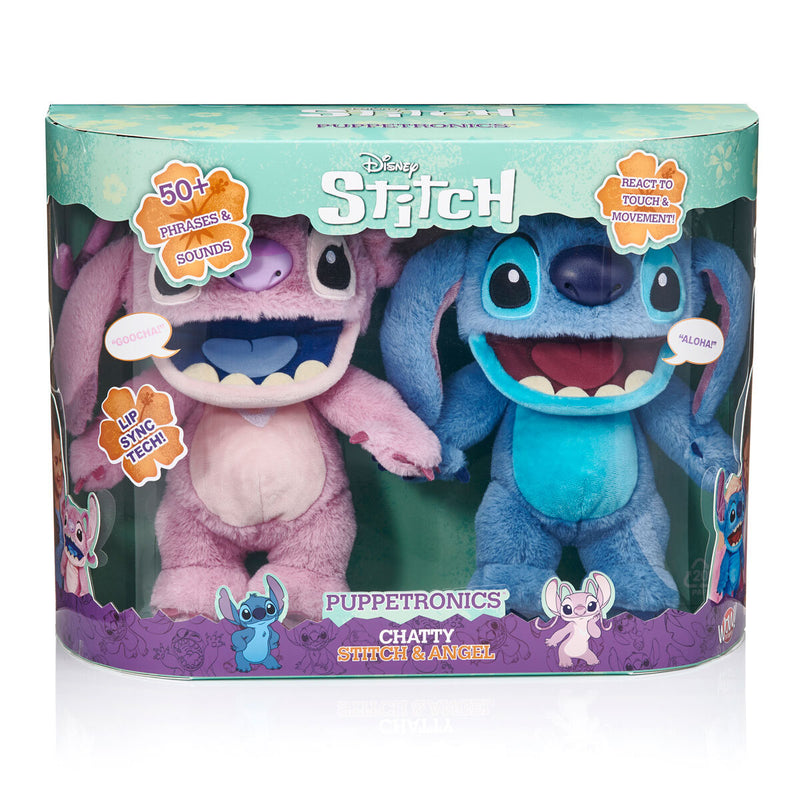 Disney Chatty Stitch & Angel Deluxe Puppetronic Twin Pack – Talking Plush