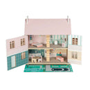 Wooden Two-Storey Doll House with Furniture & Garden – Pastel Design Playset