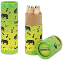 3 PACK Jungle Animal Mini Colouring Pencils in Tube of 12 Party Bag Fillers