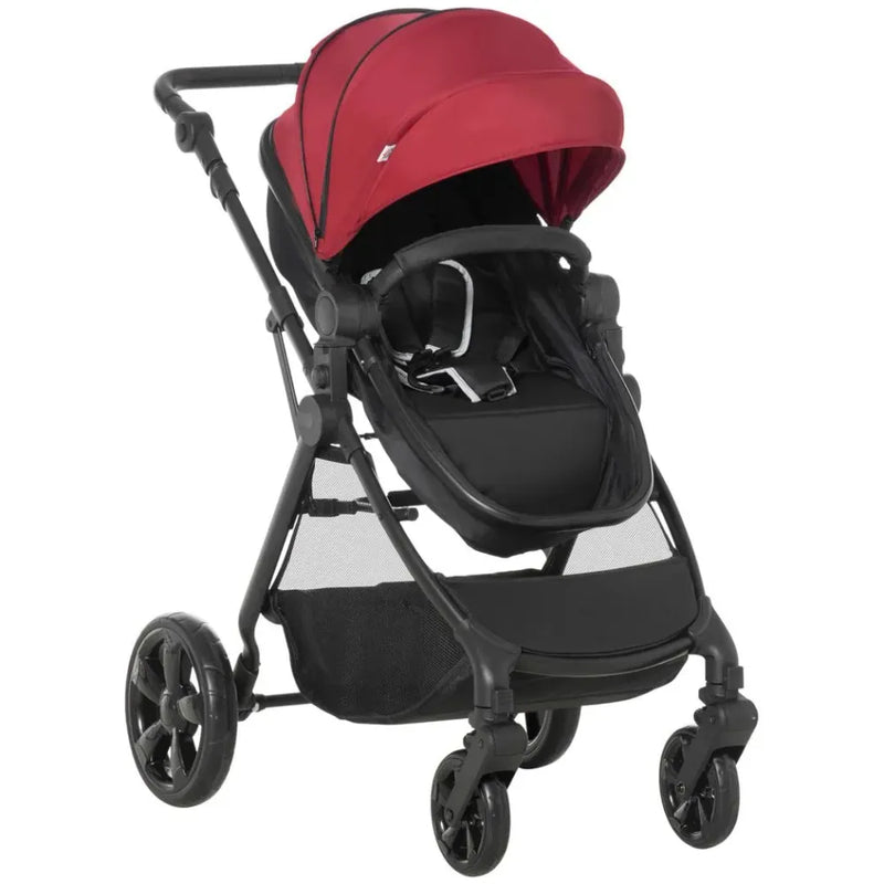 Foldable Baby Pushchair With Fully Reclining Backrest From Birth to 3 Years - Red