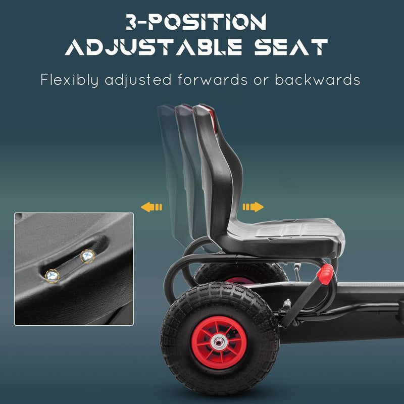 Durable Racing Pedal Go Kart with Adjustable Seat & Handbrake