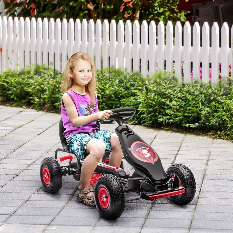 Durable Racing Pedal Go Kart with Adjustable Seat & Handbrake
