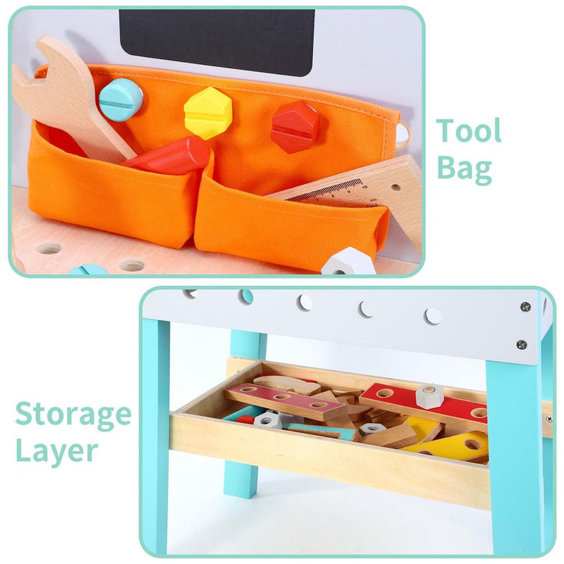 My First Workbench Wooden Carpenter Workshop Builder Craft Tools Playset