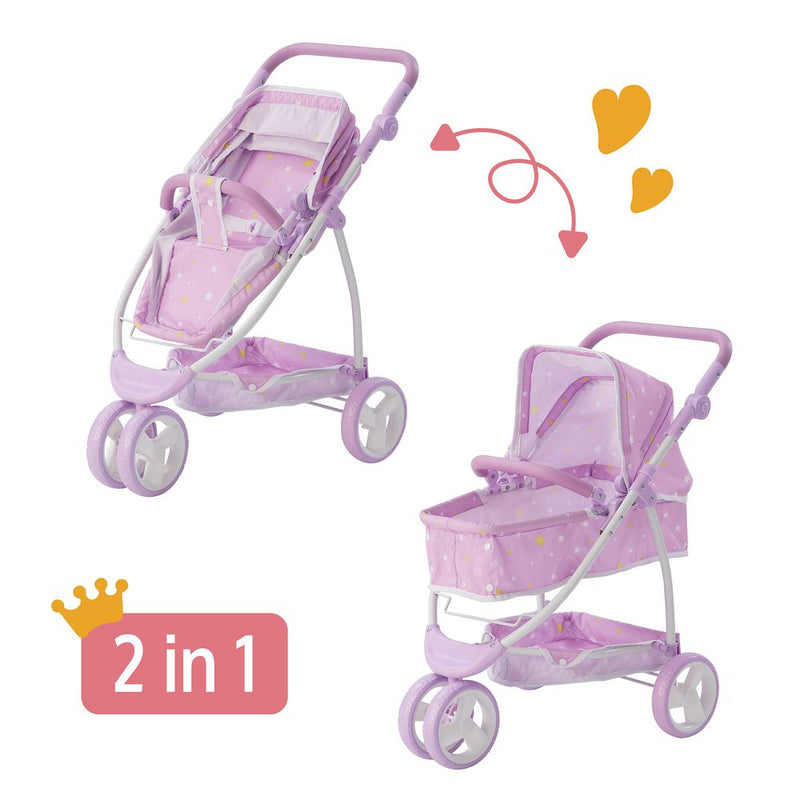 2 in 1 Baby Doll Stroller Pram Foldable Purple OL-00010