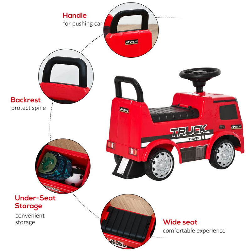 3-in-1 Ride On Car Kids Mercedes Truck Storage for - Red