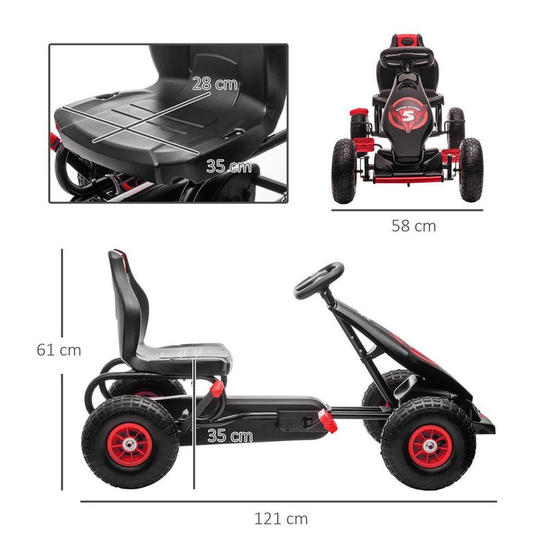 Durable Racing Pedal Go Kart with Adjustable Seat & Handbrake