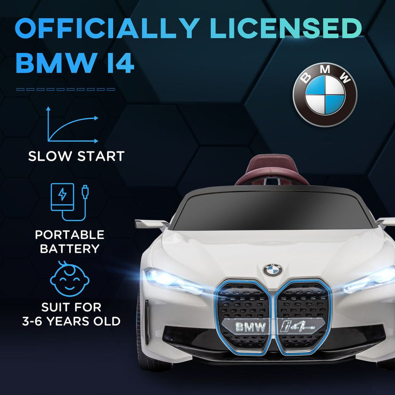 BMW Licensed Kids Electric Ride-On Car with Remote Control, Music & Lights - White