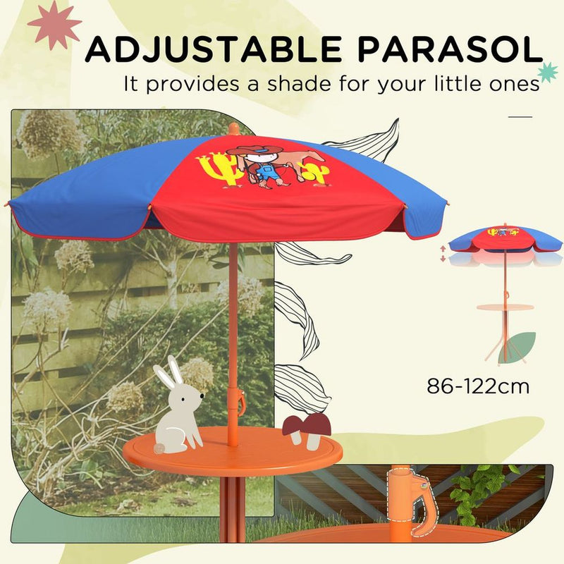 Kids Bistro Table and Chair Set with Cowboy Theme