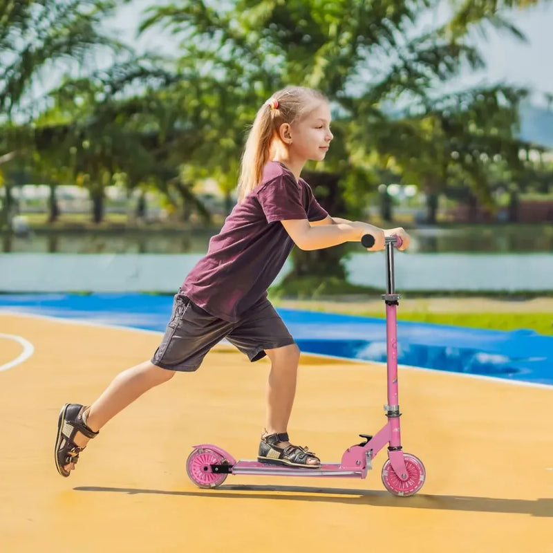 Kids Scooter with Lights, Music & Adjustable Height - Foldable Frame